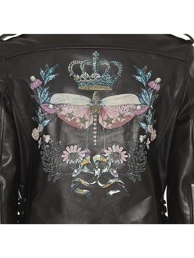 Shop Red Valentino Leather Jacket In Black