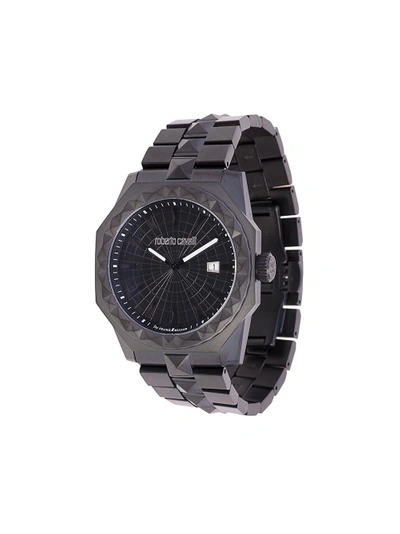 Shop Roberto Cavalli Studded Watch - Black