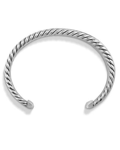 Shop David Yurman Stax Narrow Cuff Bracelet With Diamonds In Silver
