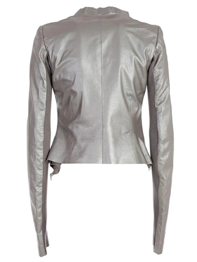 Shop Rick Owens Leather Jacket In Silver