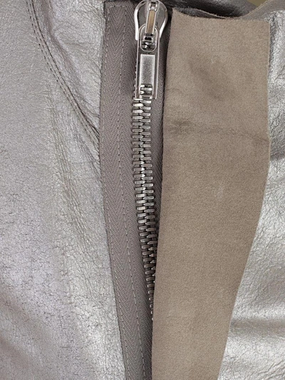 Shop Rick Owens Leather Jacket In Silver