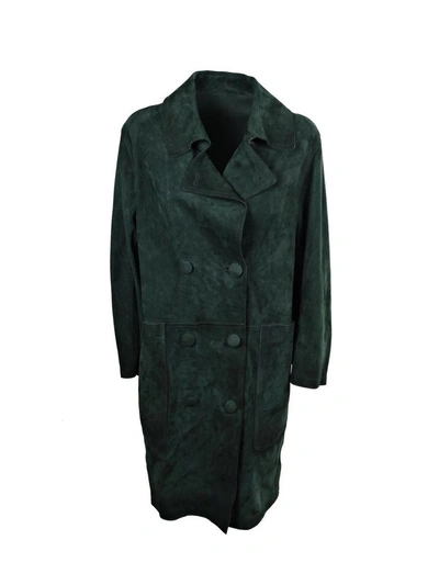 Shop Golden Goose Nives Double-breasted Coat In Military Green
