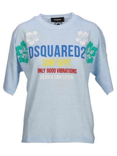 Shop Dsquared2 D Squared Tshirt Print In Light Blue