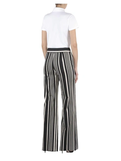 Shop Alice And Olivia Cotton Trousers In Black-white