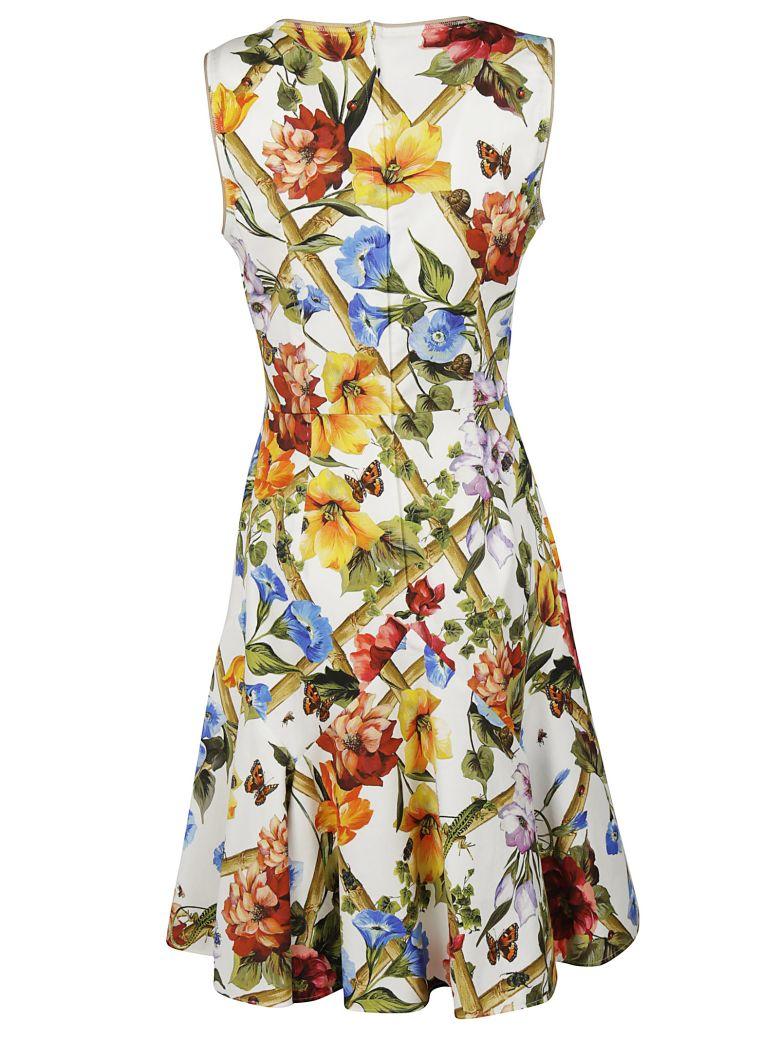 Dolce & Gabbana Floral Bamboo Classic Dress In Ivory | ModeSens