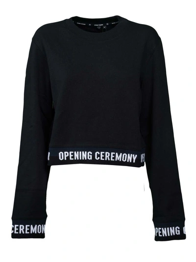 Shop Opening Ceremony Lurex Banded Logo Sweatshirt In Black