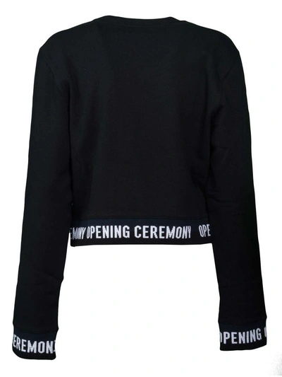 Shop Opening Ceremony Lurex Banded Logo Sweatshirt In Black