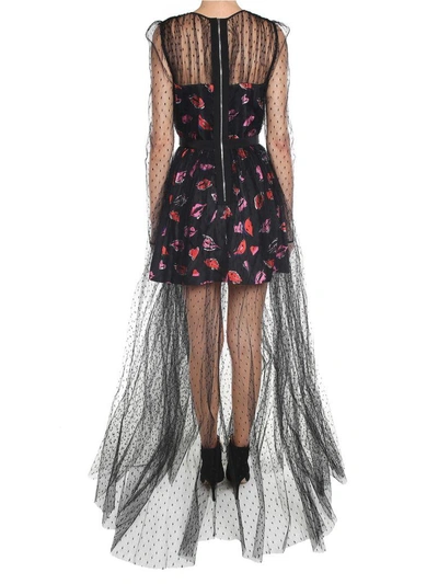 Shop Msgm Embroidered Tulle Dress In Black