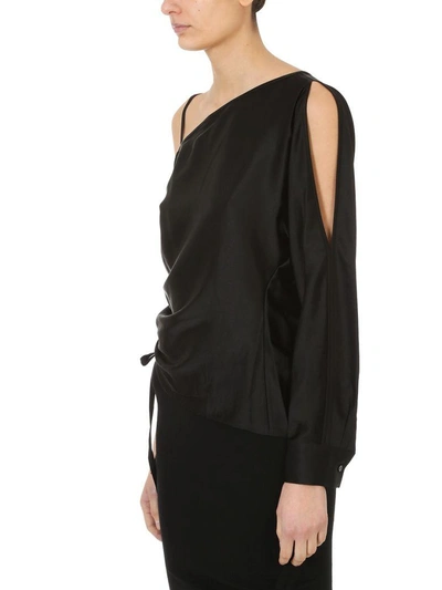 Shop Alexander Wang T Asymmetric Drape One Sleeve Blouse In Black