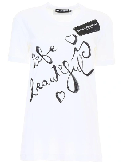 Shop Dolce & Gabbana T-shirt With Embroidery In Variante Abbinatabianco