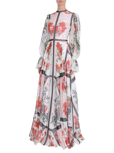 Shop Alexander Mcqueen Long Silk Chiffon Dress In Multicolor