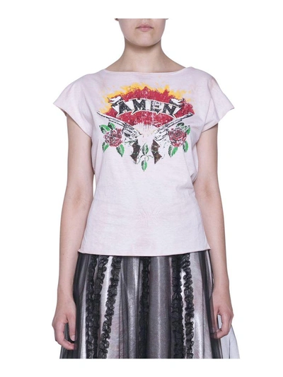 Shop Amen Knotted Cotton T-shirt In Rosa
