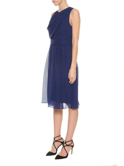 Shop Max Mara Silk Short Dress In Bluette