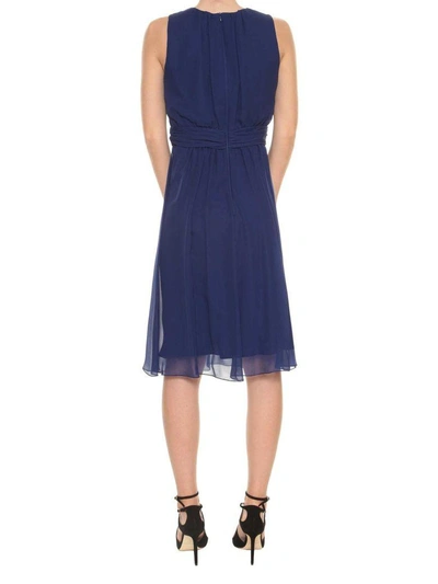 Shop Max Mara Silk Short Dress In Bluette