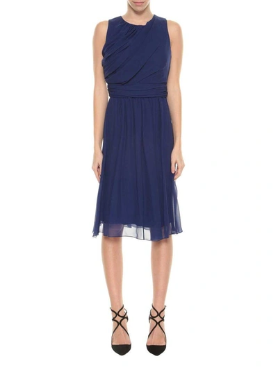 Shop Max Mara Silk Short Dress In Bluette