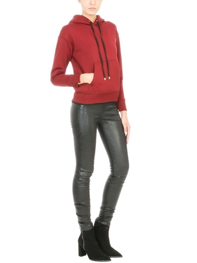 Shop Helmut Lang Shrunken Hoodie Sweatshirt In Bordeaux