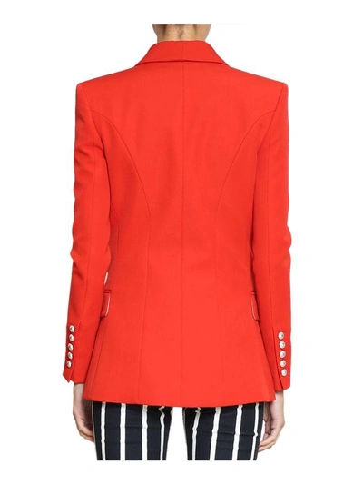 Shop Balmain Red Six Buttons Blazer In Rosso