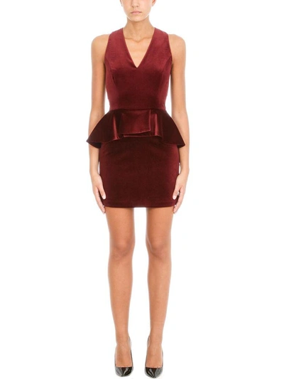 Shop Pierre Balmain Peplum V-neck Dress In Bordeaux