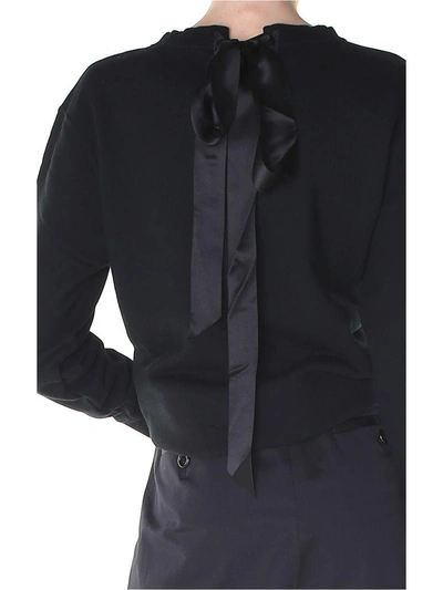 Shop Marc Jacobs Ribbon-tie Fringed Cotton-jersey Sweatshirt In Black