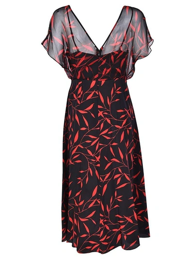 Shop Diane Von Furstenberg Leafy Print Dress In Black/red