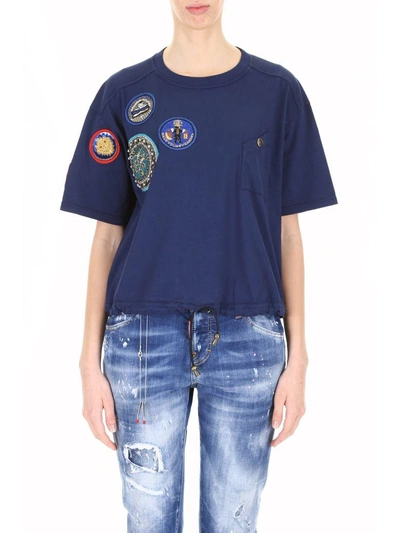 Shop Mr & Mrs Italy T-shirt With Patches In Bleu France (blue)