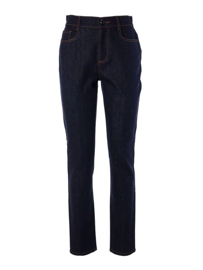 Shop Fendi High Waist Jeans In Blu