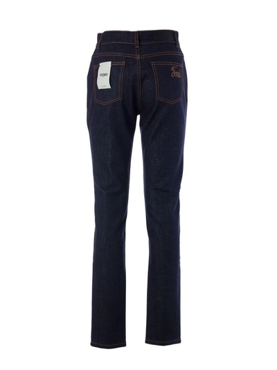 Shop Fendi High Waist Jeans In Blu
