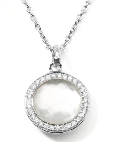 Shop Ippolita Stella Lollipop Pendant Necklace In Mother-of-pearl Doublet With Diamonds In Oyster