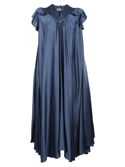 Shop Balenciaga Fluid Satin Midi Dress In Petrole