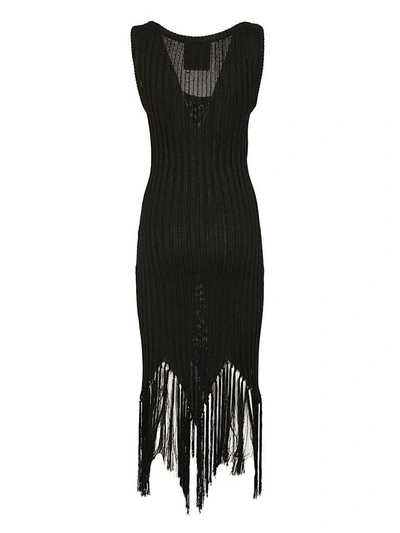 Shop Moschino Fringed Rib Dress In Black