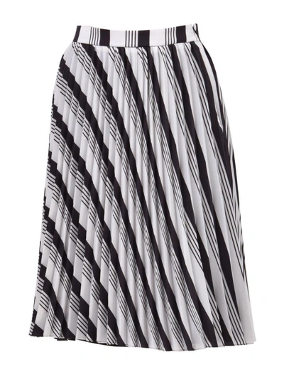 Shop Balenciaga Pleated Soleil Skirt In Black-white
