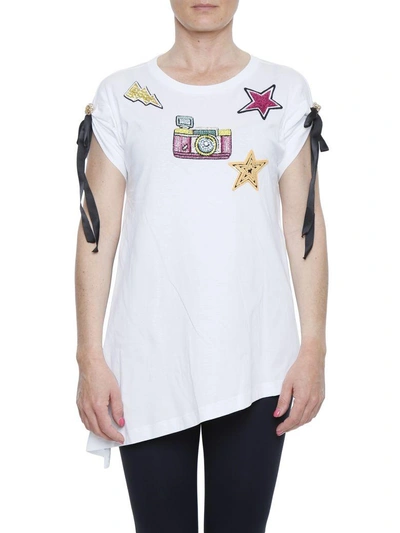 Shop Dolce & Gabbana T-shirt With Embellished Patch In Bianco Ottico