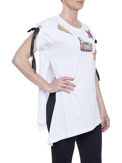 Shop Dolce & Gabbana T-shirt With Embellished Patch In Bianco Ottico