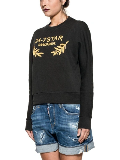 Shop Dsquared2 Black Embroidered Sweatshirt