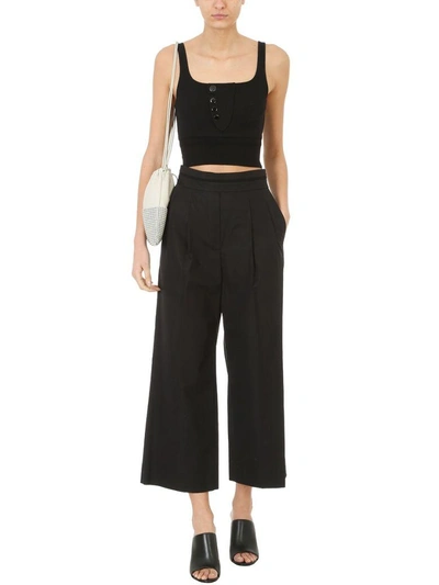 Shop Alexander Wang Black Cotton Deconstructed Cropped Trousers