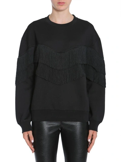 Shop Stella Mccartney Fringed Sweatshirt In Nero
