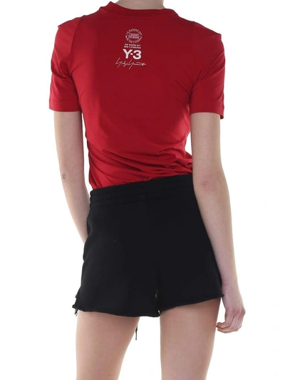 Shop Y-3 Logo-print Stretch Cotton T-shirt In Rosso