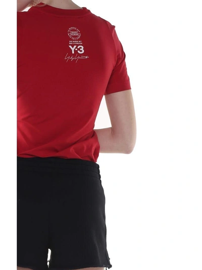 Shop Y-3 Logo-print Stretch Cotton T-shirt In Rosso