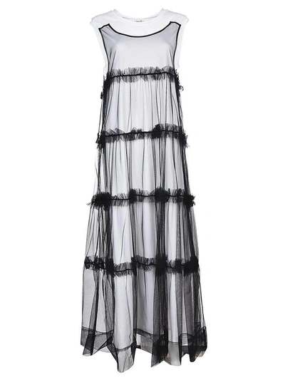 Shop P.a.r.o.s.h Tulle Overlayered Dress In Black
