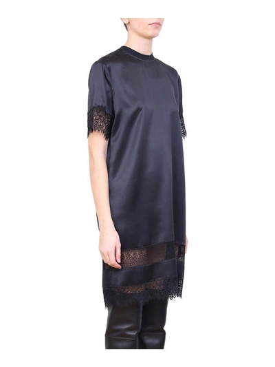 Shop Givenchy Lace Trimmed Silk Dress In Nero