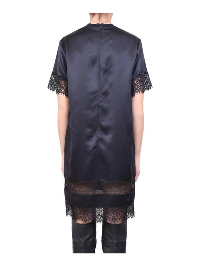 Shop Givenchy Lace Trimmed Silk Dress In Nero