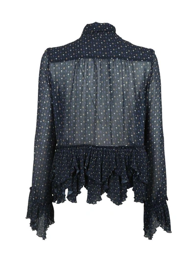Shop See By Chloé Embroidered Frill Blouse In Navy