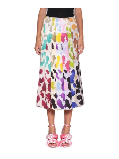 Shop Marco De Vincenzo Printed Satin Midi Skirt In Multicolor