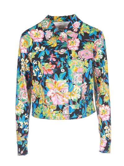Shop Msgm Floral Print Jacket In Multicolor