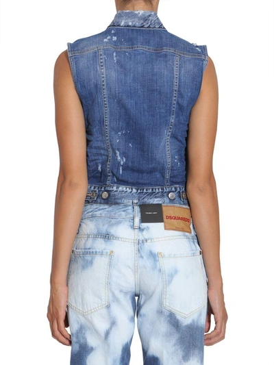 Shop Dsquared2 Denim Vest In Blu