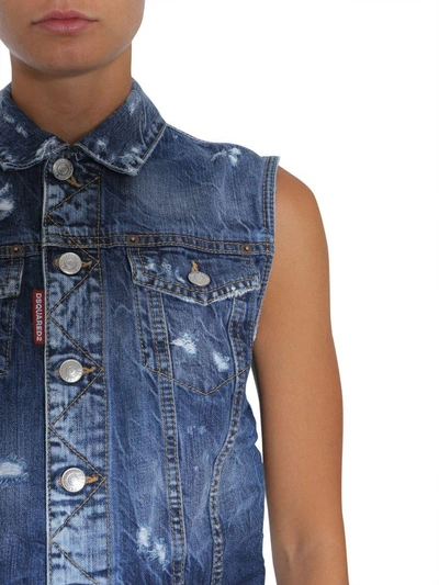 Shop Dsquared2 Denim Vest In Blu