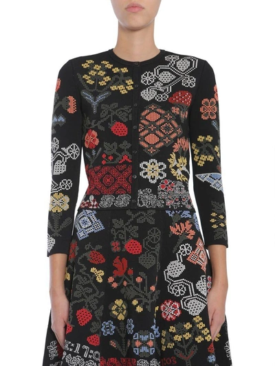 Shop Alexander Mcqueen Samplers Jacquard Cardigan In Nero