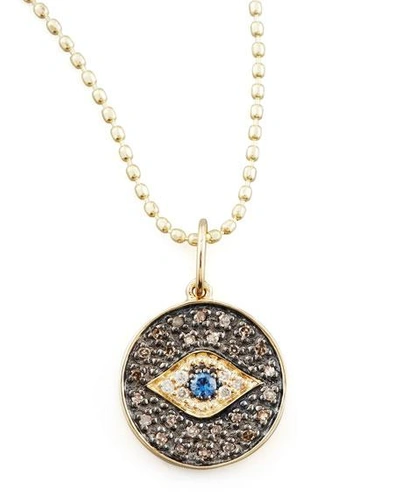 Shop Sydney Evan Small Diamond Evil Eye Medallion Necklace In Yellow Gold