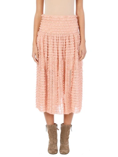 Shop Chloé Lace Ribbon Skirt In Rose-pink