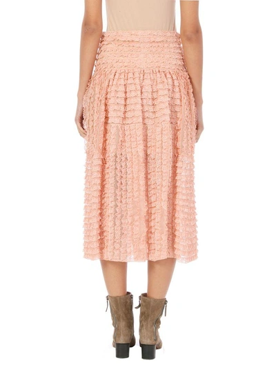 Shop Chloé Lace Ribbon Skirt In Rose-pink